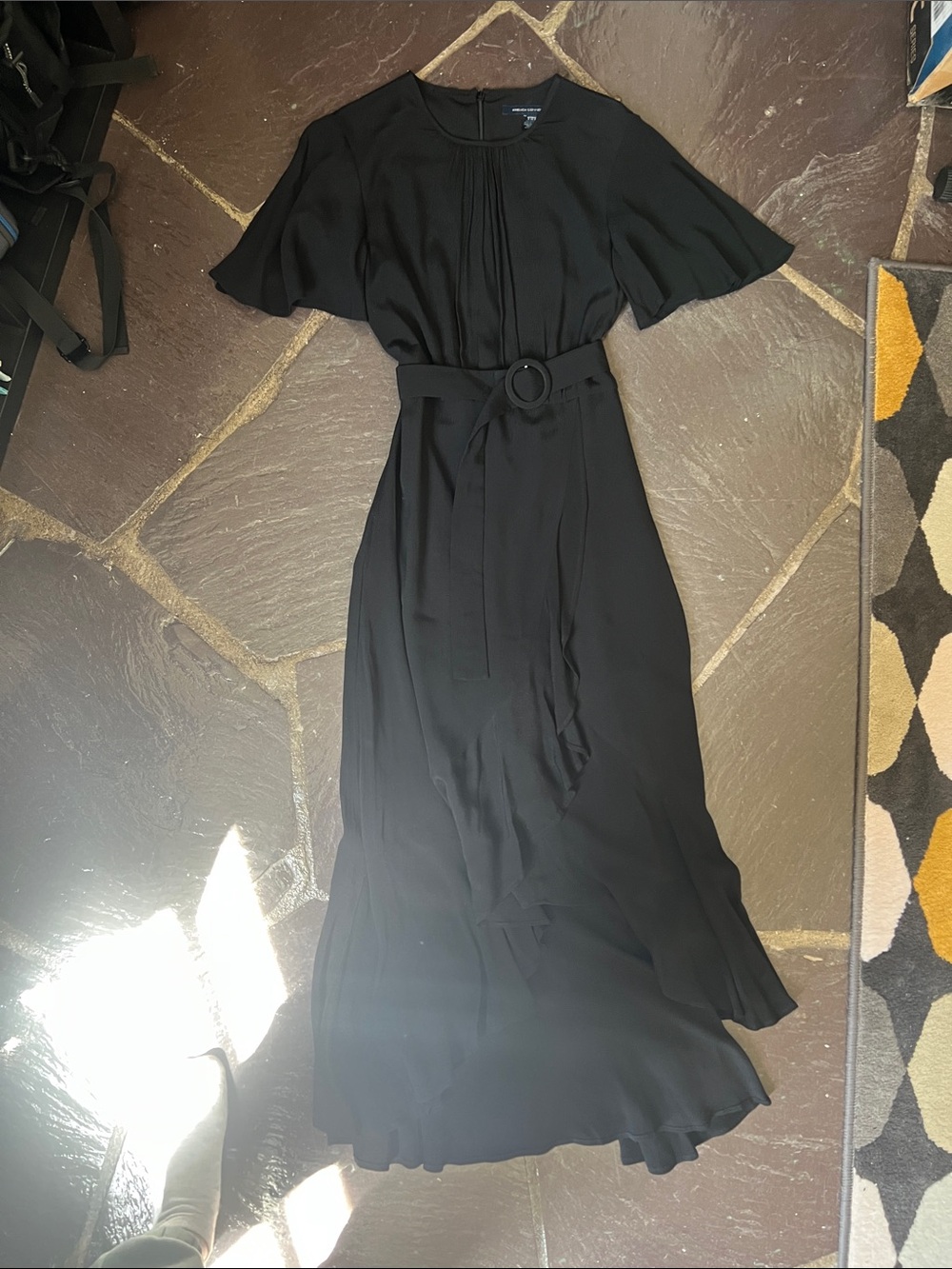 French Connection Black Belted Maxi Dress